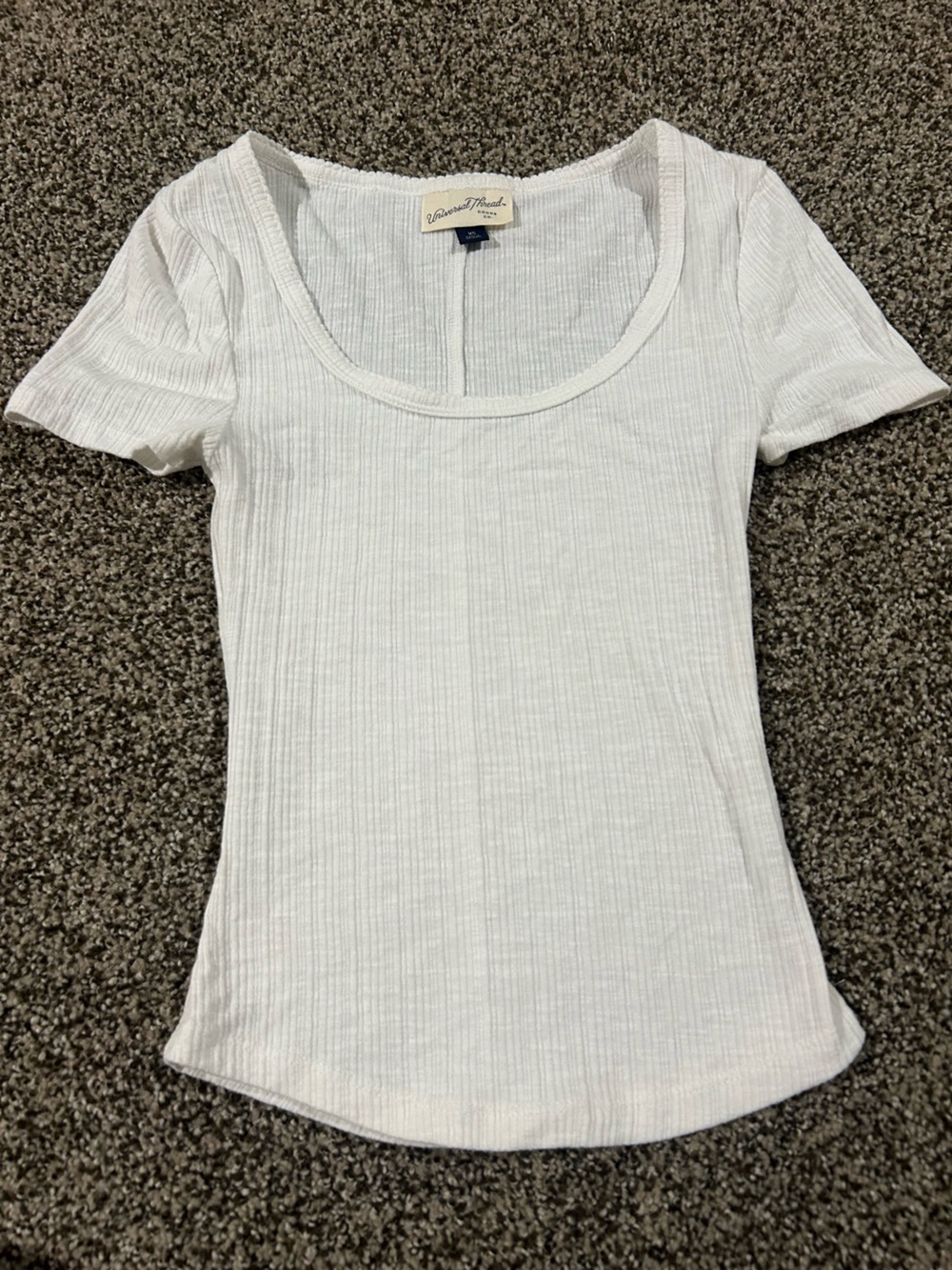 Women's Universal Threads White Ribbed Scoop Neck Tee